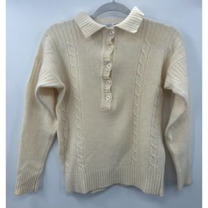 Vintage Marshall Field Cream Lambswool Angora Knit Sweater Old Money S Flawed